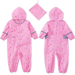Famanu - Regenpak voor kinderen, voor meisjes en jongens, eendelig, regenkleding, kleine kinderen, waterdicht, regenjas, overall, lichte hoody, print, regenponcho, 1-10 jaar