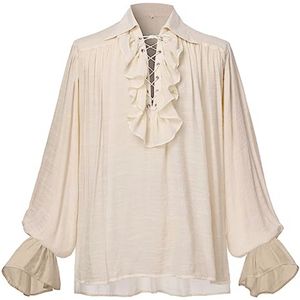 Elegante Middeleeuwse Piratenhemd met Lange Mouwen voor Mannen