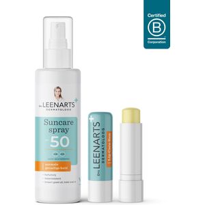 Zonnebrand Voordeelset B – SPF50 spray + Lipcare Sun SPF25