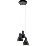 EGLO Priddy Hanglamp - E27 - Ø 32,5 cm - Zwart/Wit