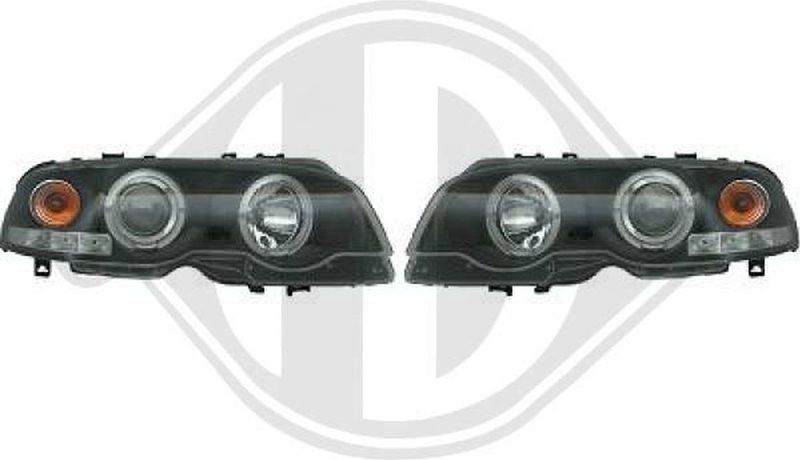 Diederichs - 1214580 - Koplampen - Zwart - Set - Met Regelmotor voor LWR