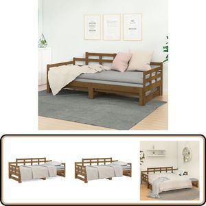 vidaXL Slaapbank Grenenhout - Honingbruin - 2x(90x190) cm Slaapbank - Houten Meubels - Grenenhout - Multifunctionele Bank - Ruim Besparende Bank