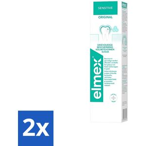 2 x Elmex Tandpasta Sensitive Original 75 ml - Tandpasta Gevoelige Tanden - Tandgevoeligheid - Aminfluoride - Cariës - Tandplak