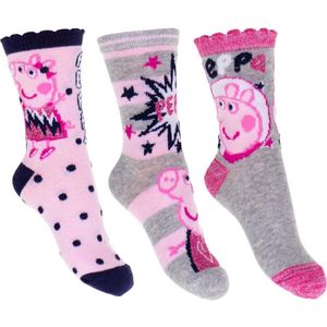 Set van 3 paar sokken van Peppa Big maat 31/34, roze/grijs/zwart