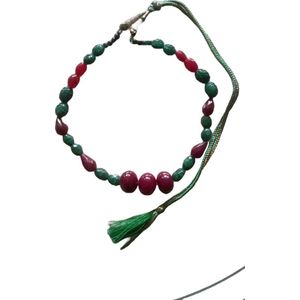 Gemstones-halssnoer ketting combi smaragd en robijn