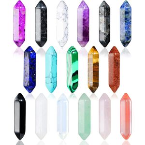 17 stuks helende kristallen stenen sets, zeshoekige helende kristallen Reiki meditatie edelstenen chakra stenen amethist tijgeroog obsidiaan rozenkwarts hanger spirituele decoratie esoterische
