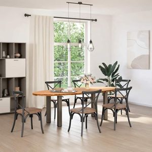 vidaXL Eettafel - Eettafels - Eetkamertafel - Keukentafel - Eettafel 240x100x74 cm ovaal massief eikenhout lichtbruin