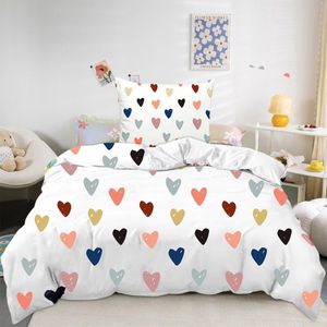 Ibenzoa® Beddengoedset voor Kinderen met Kleurrijke Hartjes en Comfortabele Ritssluiting