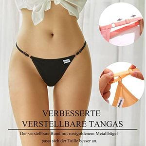 G-string Set van 10 Dames, Katoen, Naadloos, T-back, Verstelbare Tailleband, Sexy Ondergoed S-XL