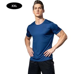 Bovista Sportshirt Heren - Sport - Fitness - Compressie Shirt - Corrigerend Hemd - Sportkleding - Mannen - Blauw - XXL