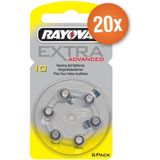 Voordeelpak Rayovac gehoorapparaat batterijen - Type 10 (geel) - 20 x 6 stuks