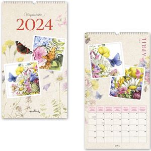 Hallmarkt - Maandkalender - 2024 - Bloemen en vlinders - Marjolein Bastin - Spiraalgebonden - (28 x 50cm)