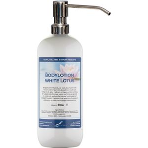Bodylotion White Lotus 1 Liter met luxe RVS zilverkleurige pomp - stijlvolle en duurzame uitstraling
