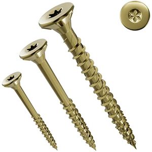 Premium Spaanplaatschroeven 3 x 20 mm Torx 10 - 1000 Stuks - Geel Verzinkt - Houtschroeven met Zelfborende Punt