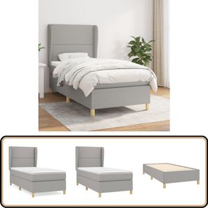 vidaXL Boxspring Lichtgrijs 100x200 met Matras Boxspringbed - Boxspring - Bed Frame - Slaapcomfort - Nachtrust