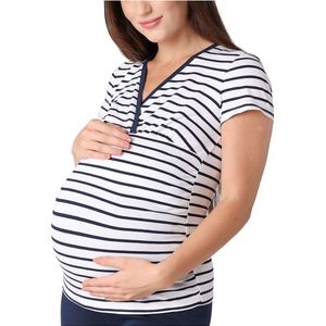 Bellivalini Dames Positie - Shirt Met Borstvoedingsfunctie – Stripe-2 – XS - BLV-BLV50-123-BL