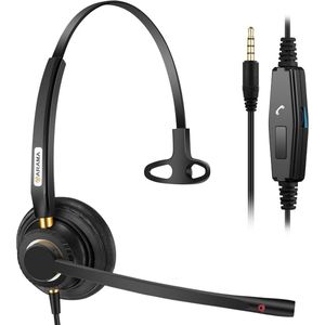 Arama Cell Phone Headset con Microfoonruisonderdrukking, 3.5 mm Bedrade Headset voor iPhone Samsung PC iPad, Computer Headset voor Zakelijk Kantoor Skype, Duidelijke Chat, Universele Connectiviteit (A800MP)