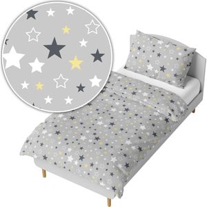 Kinderbeddengoed 140x200cm - Sterren op Grijs - Katoen