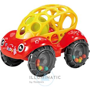 Speelgoed Auto - Oball - Speelgoedvoertuig - Baby Rammelaar - Baby Auto Rammelaar - Rammelaar - Ontwikkeling en Educatief Speelgoed - Speelgoed 3 Jaar - Kraamcadeau - Baby Speelgoed | Illuminatic® | Rood