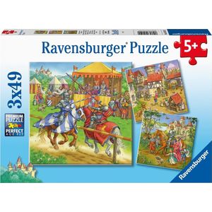Ravensburger puzzel Riddertoernooi in de Middeleeuwen - 3 x 49 stukjes - kinderpuzzel