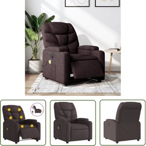vidaXL Massagestoel - Elektrische Massagestoel - Massagestoel elektrisch verstelbaar stof donkerbruin - Relaxstoel - Loungestoel - Lederlook