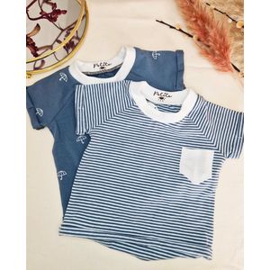 Strepen blauw baby T-shirt - hoogwaardig jersey katoen | T-shirt | PETITE EvelinaApparel