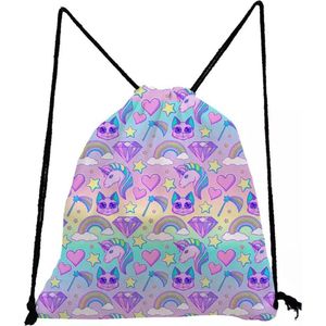 Akyol - Gymtas Unicorn eenhoorn rainbow regenboog rugtas - tas - rugzak - gymtas - kinderrugzak - 35cm x 28cm - Roze -eenhoorn ruzgzak -unicorn trekkoord rugtas -unicorn gymtas