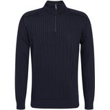 Gabbiano - Trui - Navy - Halfzip - Met Streepstructuur