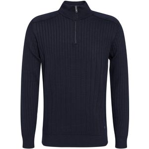 Gabbiano - Trui - Navy - Halfzip - Met Streepstructuur