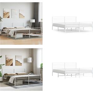 vidaXL Bedframe met hoofd- en voeteneinde metaal wit 180x200 cm - Bedframe - Bedframes - Tweepersoonsbed - Bed