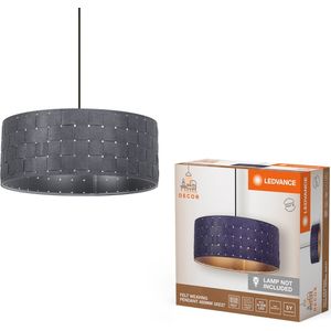 LEDVANCE 3-lamps hanglamp Decor Felt Weaving grijs van vilt en metaal, E27, 480 mm, warme lichteffecten dankzij geweven lampenkap, duurzaam dankzij vervangbare lichtbron, eenvoudig te installeren