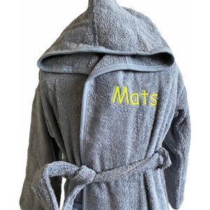 Badjas-1-2 jaar-Grijs blauw- met naam