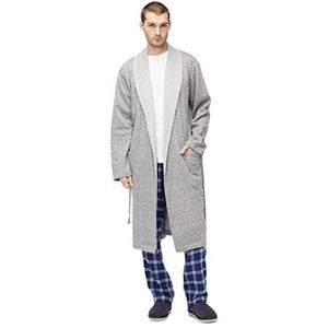 Heren badjas Grijs M-L met fleece sjaalkraag