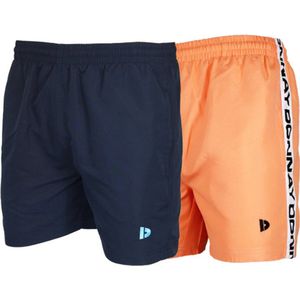 2-Pack Donnay Swimshorts (Toon/Kay) - Zwembroek - Heren - Navy/Neon Orange (446) - maat XL