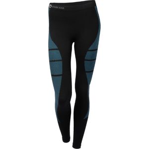 Thermo sportlegging - Seamless - Quick Dry - Zwart-Turquoise - Maat L/XL