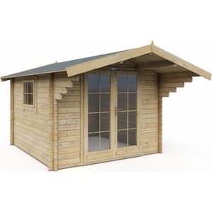 Interflex blokhut - tuinhuis - geïmpregneerd hout - inclusief dakshingels - 3 x 3 meter - 3032 - 28 mm