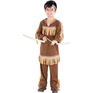 dressforfun - jongenskostuum indiaan zwarte vogel 128 (8-10y) - verkleedkleding kostuum halloween verkleden feestkleding carnavalskleding carnaval feestkledij partykleding - 300673