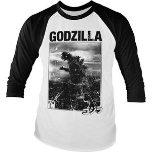 Godzilla Vintage Baseball Long Sleeve Tee Longsleeves White/Black-M