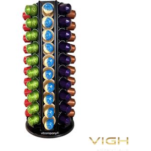VIGH Essentials - capsulehouder geschikt voor 80 Nespresso koffiecups - koffie capsulehouders - 360 graden draaibaar - luxe zwarte uitvoering