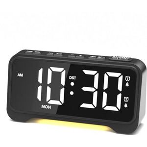 Digitale Wekker met 2 Wekkers, Snoozefunctie, Instelbaar Helderheid en Volume, 12/24U, Nachtlicht en Weekend Modus