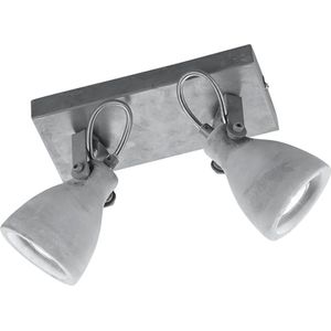 LED Plafondspot - Trion Conry - GU10 Fitting - 2-lichts - Rechthoek - Mat Grijs Beton Look - Aluminium