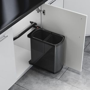 Hailo Afvalsysteem Duo-Auto 16 liter (2x8) 3416-10 kleur Rvs/Zwart