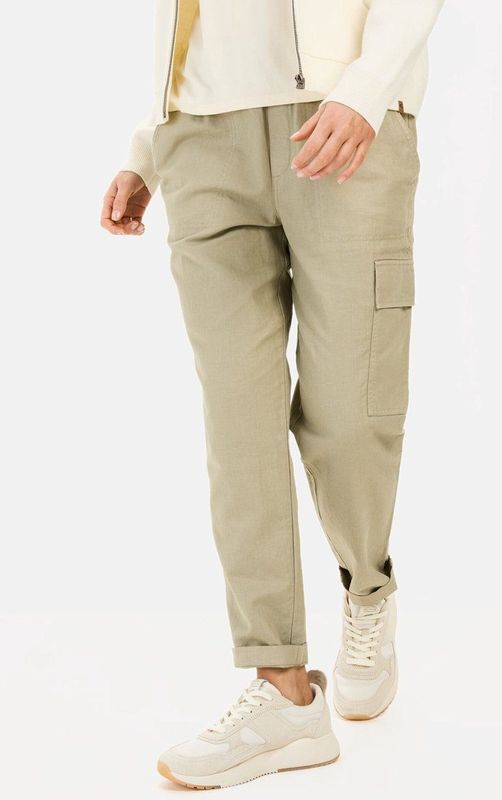 camel active Loose fit broek van linnenmix - Maat womenswear-26/30 - Donker Stro