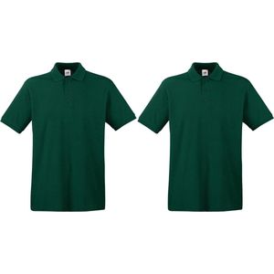 2-Pack maat 2XL donkergroen polo shirt premium van katoen voor heren - Polo t-shirts voor heren