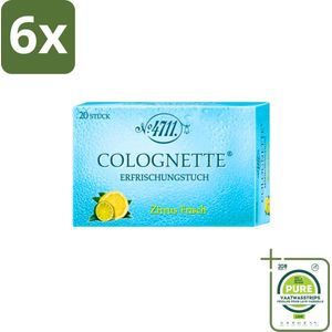 4711 - Verfrissingsdoekjes - Verfrissende Citroengeur - 20 Doekjes - Voordeelverpakking - 6 stuks - 4711 Lemon - Verfrissingsdoekjes
