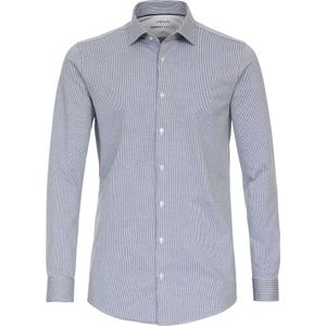 VENTI body fit overhemd - jersey - blauw gestreept - Strijkvriendelijk - Boordmaat: 40