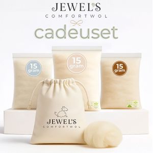 Jewel’s® Comfortwol Cadeauset – 3 × 15 g van elke variant – 100% ecologisch bereide wandelwol van schapenwol, van nature lanolinerijk – voetwol, het natuurlijke alternatief voor hielspoor zooltjes