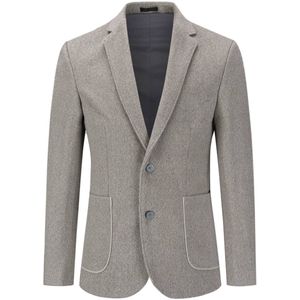 Allthemen Heren Tweed Enkelrijig Twee-knoops Blazer - Slanke Fit Kostuumjas - XXL