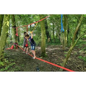 JUMBELL STARTER kit Jungle Adventurer - buitenspeelgoed slackline 9 meter, 16-delige slackline set, balanceren, motoriek speelgoed