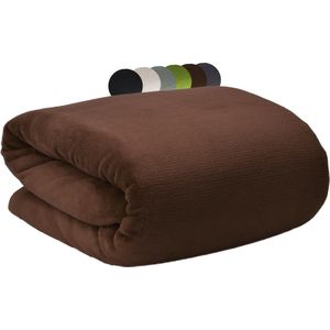Beautissu Aurelia – Zacht Fleece Deken 220 x 240 cm – Fleece Plaid Bruin